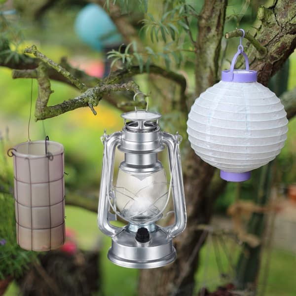 Stormlykt LED Retro Stormlampe Vindusdekorasjon Elektrisk Hagelykt Batteridrevet Sølv Silver