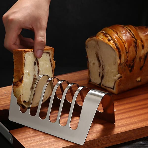Brødristerstativ i rustfrit stål, fødevaregodkendt, rustfrit, flere skiver, brødstativ, køkkentilbehør