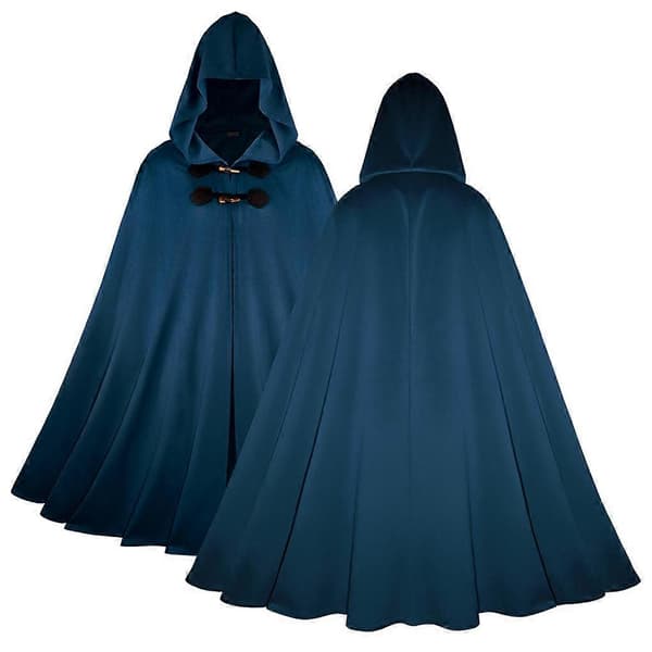 Julekappe for kvinner og barn, nederlandsk fløyelspolyesterkappe, feriefestivalforestillingskappe, jule scenekostyme hettekappe dark blue L130CM