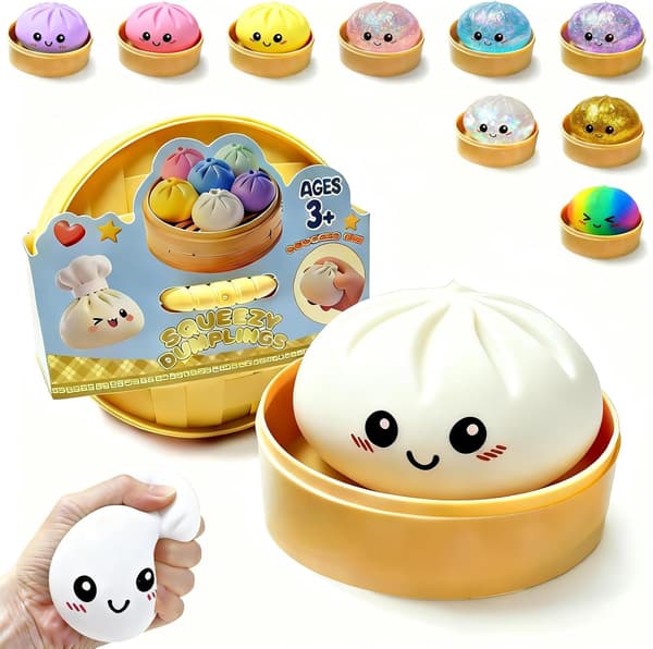 Dumpling Squishy Legetøj, Blødt Mel Stil Stressaflastende Klemmelegetøj (Hvid) White flour