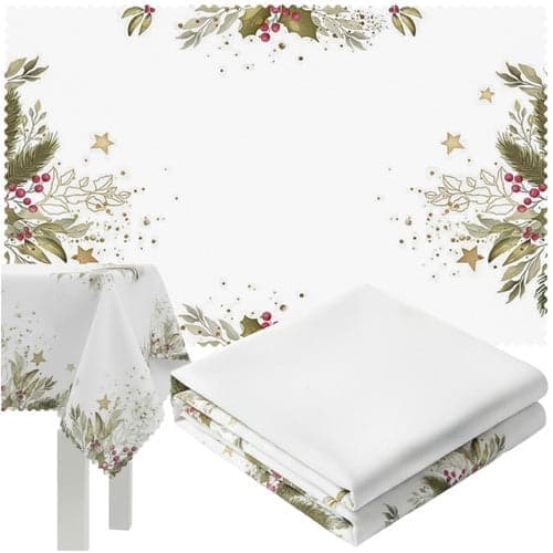 Juledug hvid med tryk 140x220 cm polyester pletafvisende