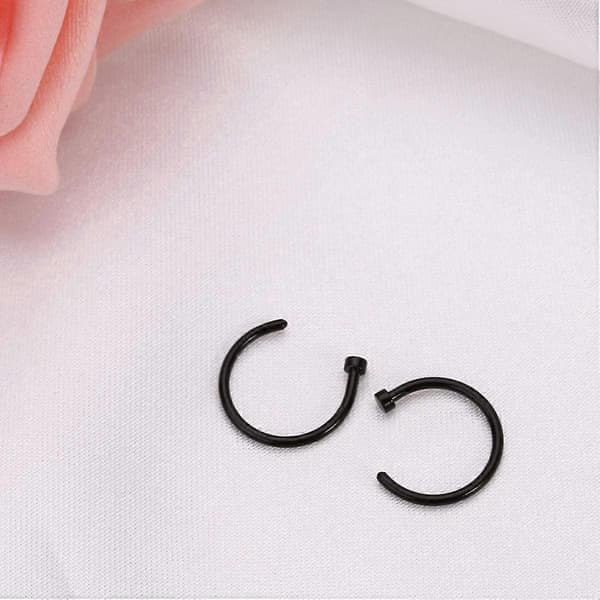 2 stk. Unisex Kirurgisk Stål Hængslet Klikker Segment Næseringe Bøjle Helix Brusk Øreringe Titanium Stål Kropspiercing Stud, Sort Black