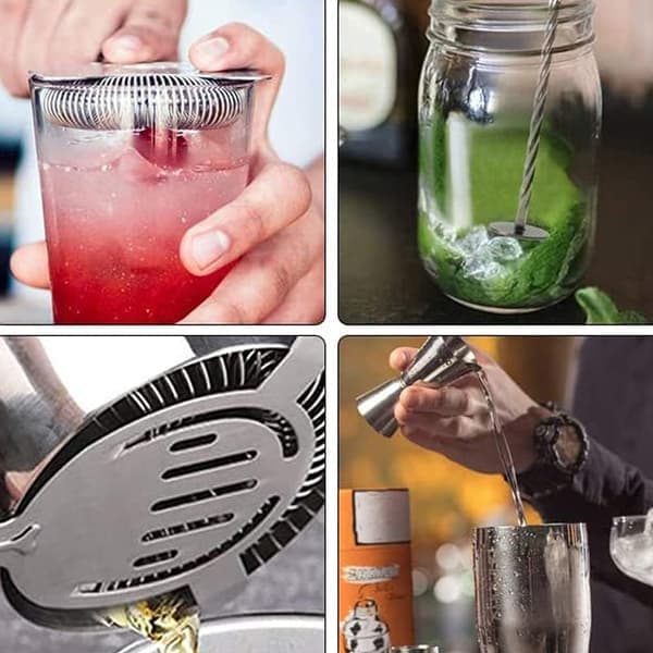 Cocktail-setti - Ruostumaton teräs hopea 5 osaa