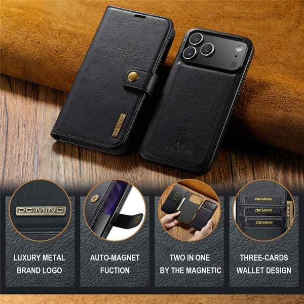 DG MING iPhone 17 Pro Max 2-i-1 Magnet Lommebokdeksel