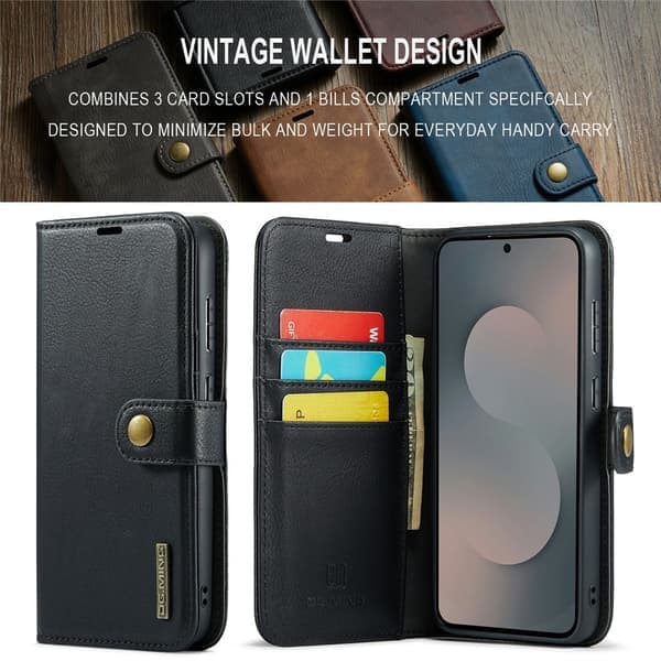 DG MING Samsung S25 FE 2-i-1 Magnet Pung etui - Sort Sort