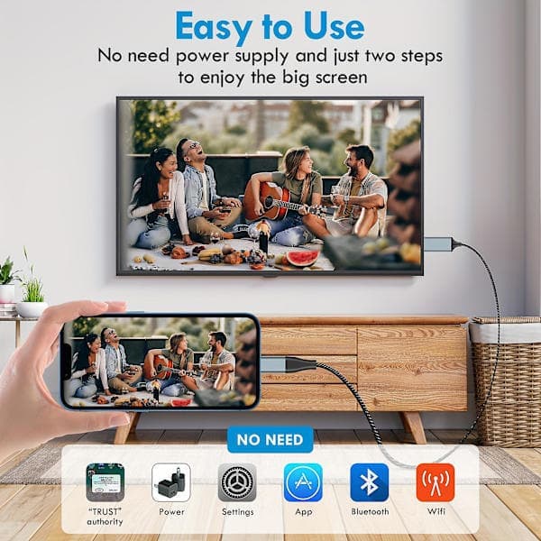 Lightning til HDMI-kabeladapter, iPhone til TV HDMI-konverter, 1080P HD-skærm til iPhone 14 13 12 11