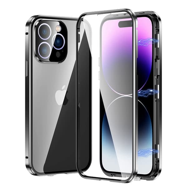 iPhone 15 Pro max - Stilrent Magnetic Double-Save Musta Svart