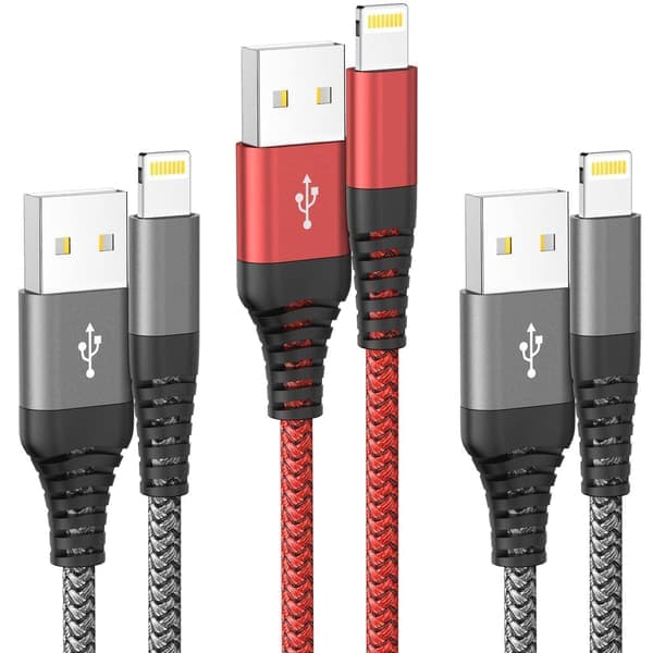 iPhone ladekabel, Lightning-kabel 3-pakning 2M iPhone-lader kompatibel med iPhone 12/11/Pro/Xs Max/X/8/7/Plus/6/SE/5S iPad og