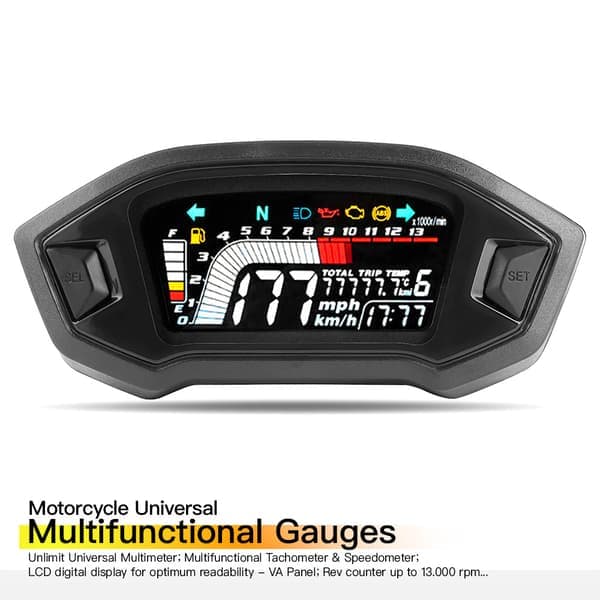 Universal Motorcykel Digital Omdrejningstæller LCD Display Karburator Digital Speedometer Kilometertæller med Sensor