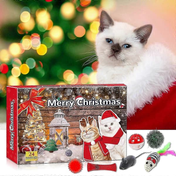 Julkalender för katter 2025 - 24 st överraskningar i form av leksaker för katter i blindbox