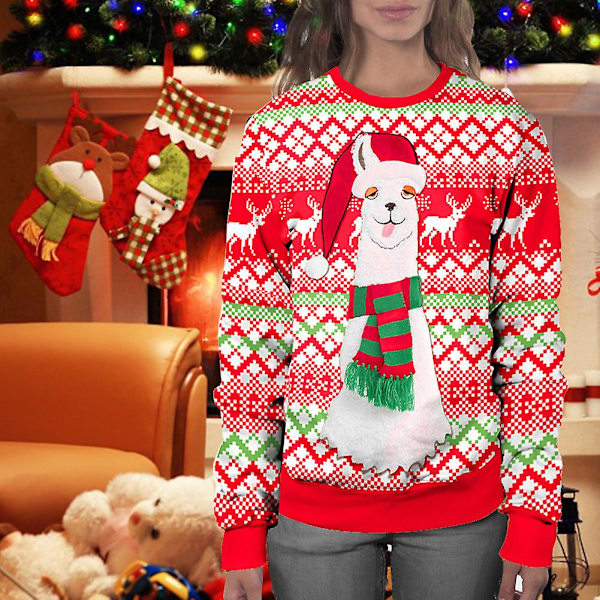 Personlig färgglad lös jultröja Mjuk andas bekväm tröja för kvinnor män unisex XL