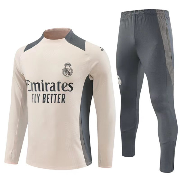 2425 Real Madrid Fotbollsträningströja Långärmad Hemmatröja Vuxen & Barn Set (Spelare Version) apricot M
