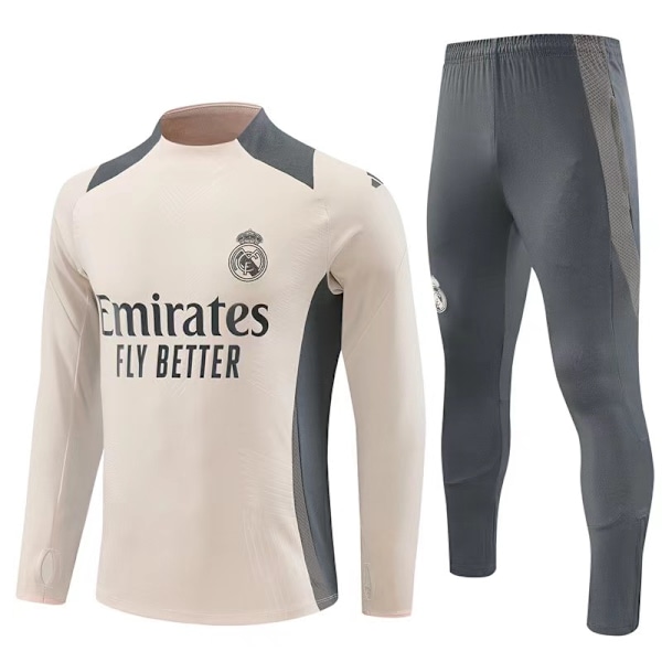 2425 Real Madrid Fotbollsträningströja Långärmad Hemmatröja Vuxen & Barn Set (Spelarens Version) apricot 16