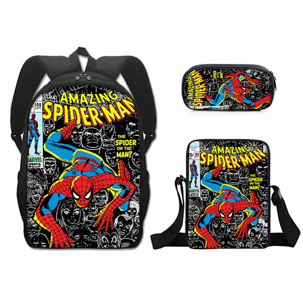 2024 Ny 3 stk Spider-Man Skulderbag Unisex Skolesekk Med Polstret Skulderstropp Casual Laptop Ryggsekk Style 2