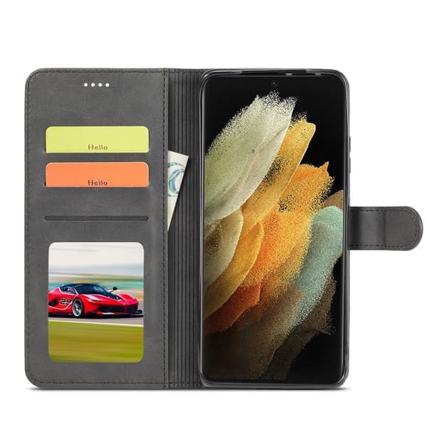 Samsung Galaxy S21 Ultra - LC.IMEEKE Læderetui - Sort Sort Sort Sort