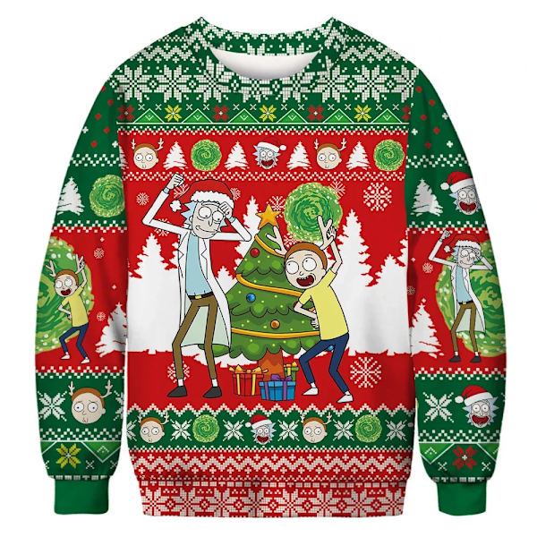 Jul 3D Digitaltryck Rolig Mönster Par Rundhalsad Tröja 5xl Oversized Herr / Dam Med Samma Modetrend style 2 M
