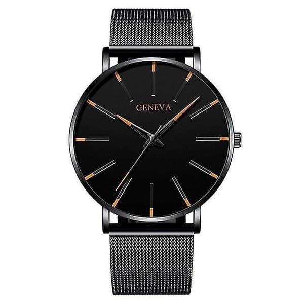 Herrearmbåndsur Analog Quartz Formel Stil Trendy Mode Casual Ur Rustfrit Stål Rustfrit Stål, Voksen, Sort Urkasse Orange Visere