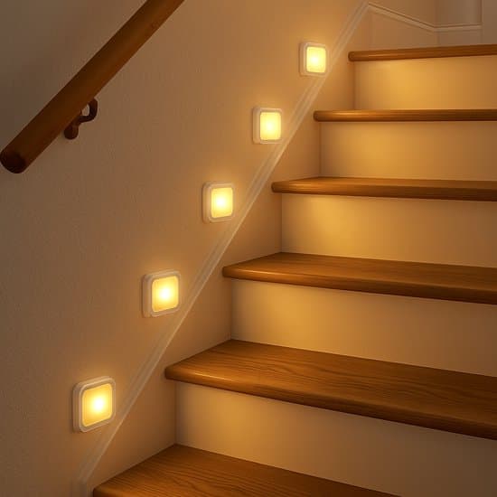 6-pakning LED-lys med bevegelsessensor - Varmhvit - Batteridrevet nattlys - Trådløs sensor - Skapbelysning - Trappebelysning