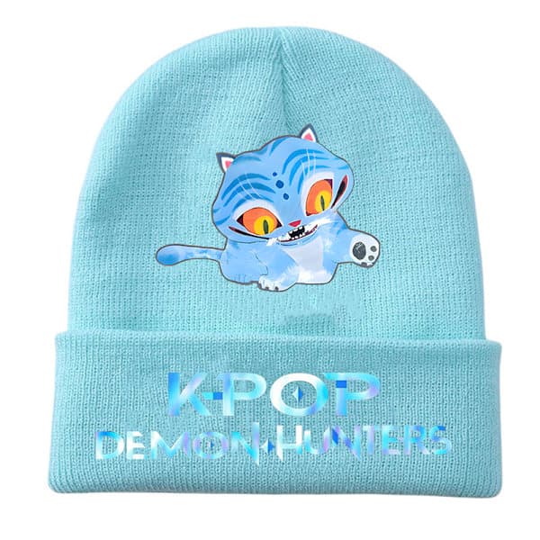 KPOP DEMON HUNTER Tryckt Stickad Mössa, Lockig Ull Vintermössa, Varm Utomhus Mössa för Kallt Väder för Vuxna Blå-6 One Size, Mysig Stickad Mössa Blue-6