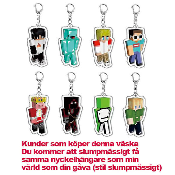 Minecraft Drenge Rygsæk - Sort Skoletaske til Børn, Creeper Zombie Skelet Enderman & Huleedderkop Design