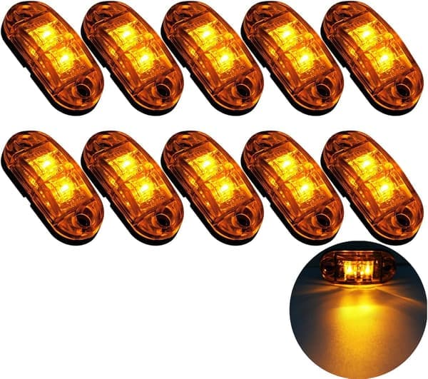 10X 2 LED sidemarkeringslys 12/24V LED positionslys trailer sidelys advarselslys gult lys til lastbil autocamper campingvogn