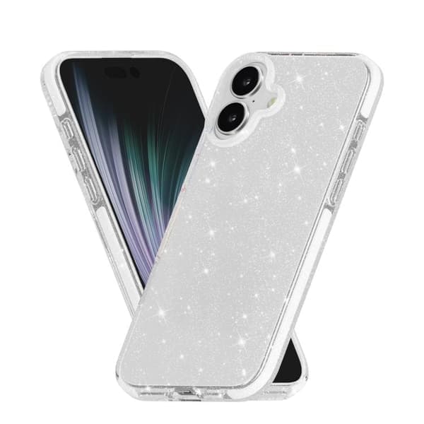 iPhone 17 Scale - Tofarget Klart Glitter TPU+TPE Full Beskyttelse