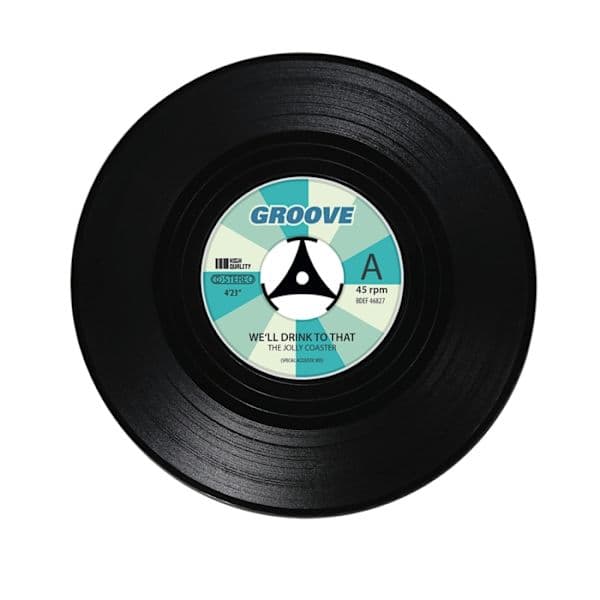 4 kpl Vinyylilevyaluset - Musta, Retro Lasinaluset Pöydän Suojaukseen