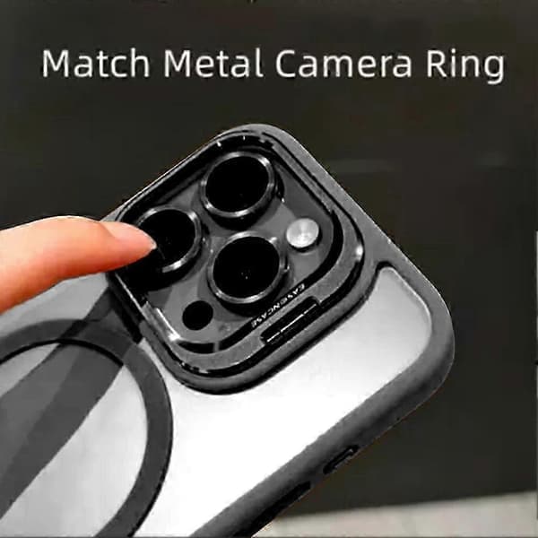 Stødsikkert magnetisk MagSafe iPhone 14-cover med linsebeskytter og stativ til Pro Max Plus Sort Ip14pro Ip14pro