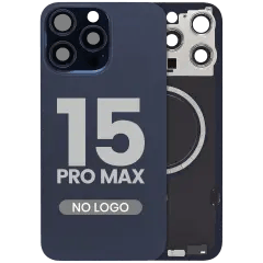Baksida i glas med MagSafe-magnet för iPhone 15 Pro Max (Eftermarknad) (Blå Titan) (Ingen logotyp)