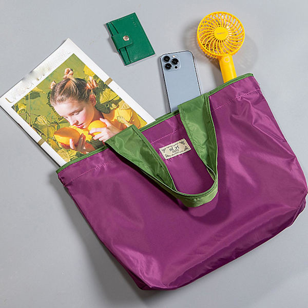 Kannettavat uudelleenkäytettävät ostoskassi Eco-ystävälliset kassit vetoketjullisilla sulkemisilla jokapäiväiseen elämään Purple Medium