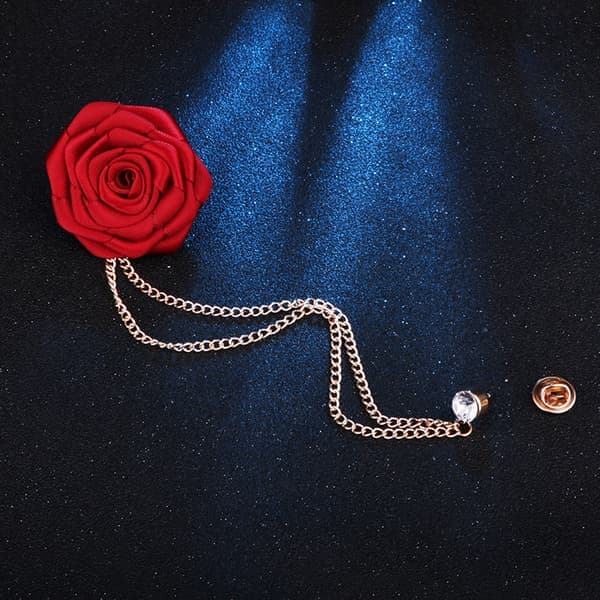 Rose Blomster Nåle Mænd Bryllup Håndlavet Broche Boutonniere Marshals