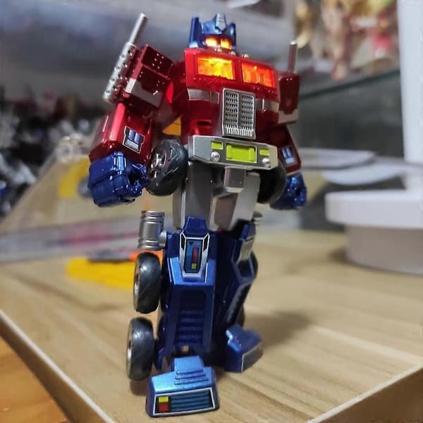 LED Lysande Version2 Shine1985 Transformers Överraskningslåda Optimus Prime Robot Leksak Samlarobjekt Modell Barn Födelsedagspresent A
