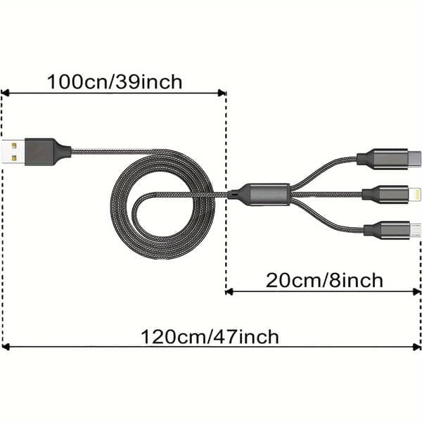 2 kpl 3-in-1 pikalatauskaapeli nailonpunottu iPhone Type-C Micro USB -laitteille iPhone 14 13 12 11 Pro Samsung Xiaomi Android