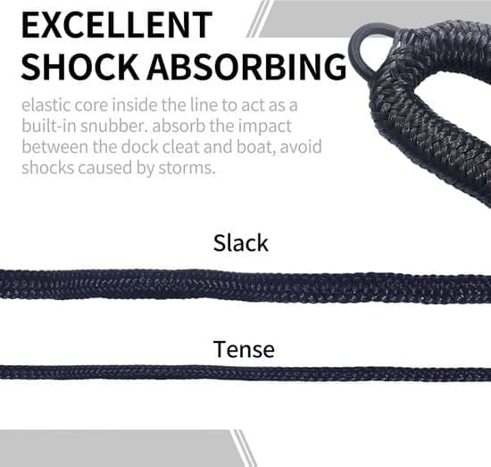Reb - Bådreb - Fortøjning til kyst - Bungee-fortøjning - med clips - til jetski - bøjer - kajakker - sort