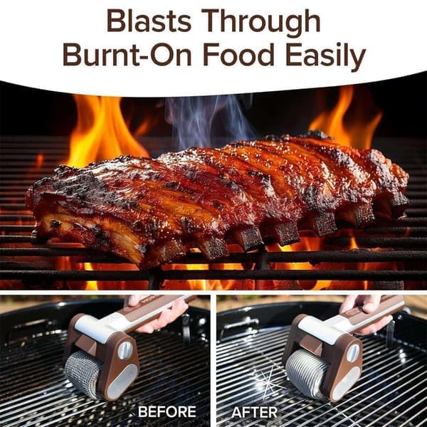 Elektrisk grillrenser i rustfrit stål, hårløs elektrisk grillbørste, genopladelig BBQ-børsterenser