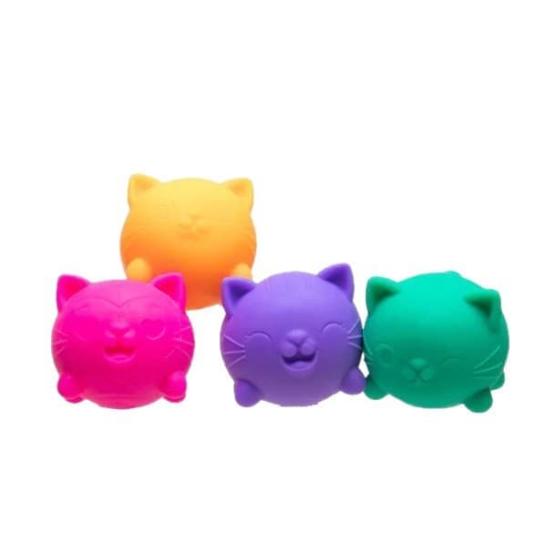 NeeDoh Cool Cats Squishy Legetøjssæt Blødt Sensorisk Stresslindrende Fidget Legetøj Sød Kattegave 4 STK