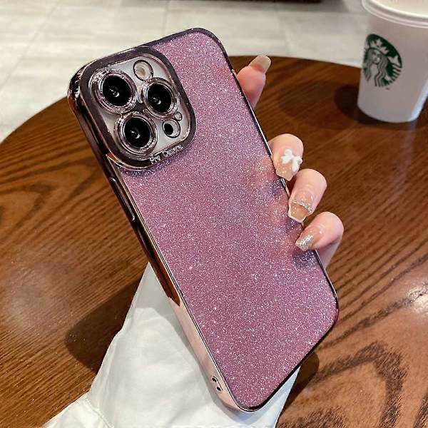 iPhone 12 Pro Glitter Luksus Deksel - Søtt Fleksibelt Plating Deksel, Kamerabeskyttelse, Støtsikkert, Motedesign for Kvinner og Menn Pink standard