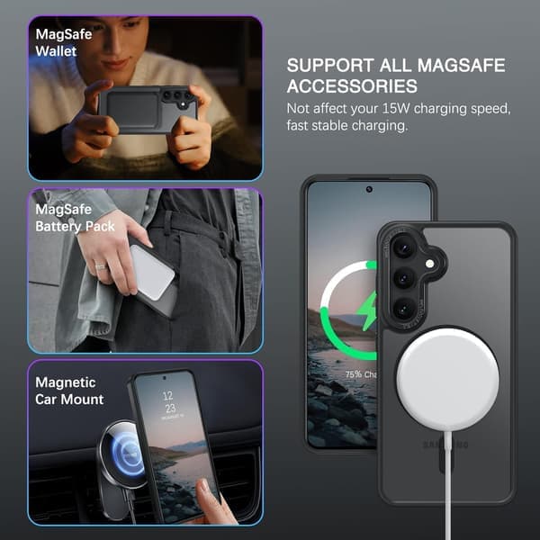 Samsung S26 Skal – Magsafe Frostat Skal – Sort Sort black