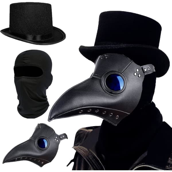 Raxwalker Pestdoktor Mask Halloween Rekvisita Kostymset 3-I-1 SET