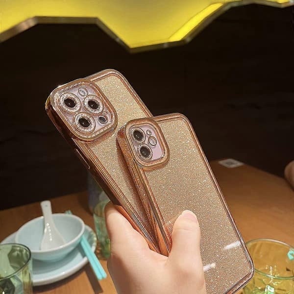iPhone 13 Pro Max Deksel, Glitter Luksus Fleksibel Platering Støtsikker Kamerabeskyttelse, Søtt Bling Telefondeksel for Kvinner Jenter