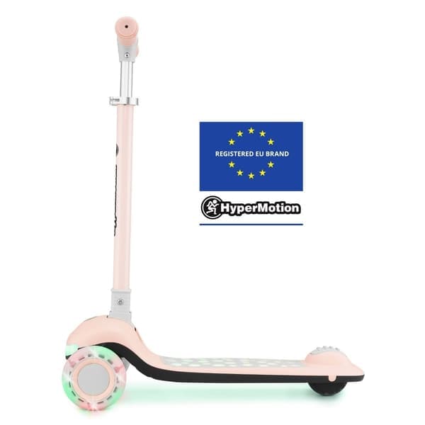 HyperMotion LUMI 3-i-1 sparkesykkel for barn med LED-belysning, justerbart sete Rosa