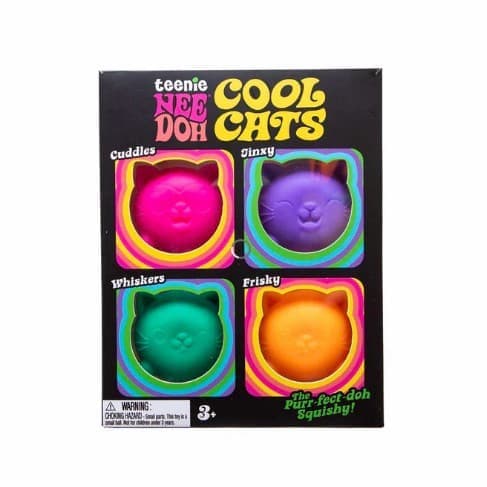 NeeDoh Cool Cats Squishy Legetøjssæt Blødt Sensorisk Stresslindrende Fidget Legetøj Sød Kattegave 4 STK