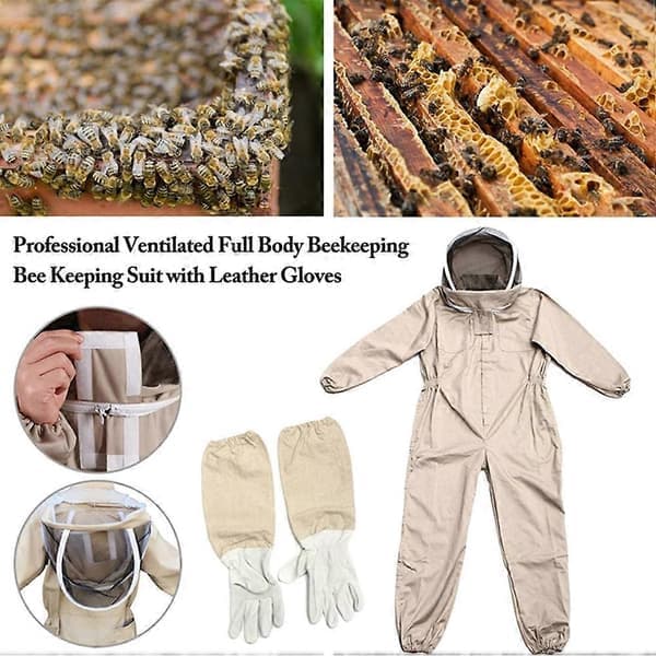 Biodlingsdräkt med handskar, skyddsdräkt för biodling, biodlaroverall, biutrustning