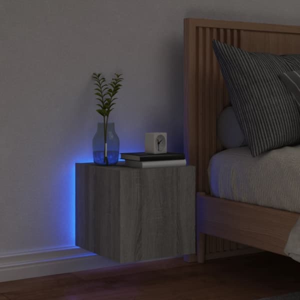 Väggmonterad TV-bänk LED grå sonoma 30,5x35x30 cm