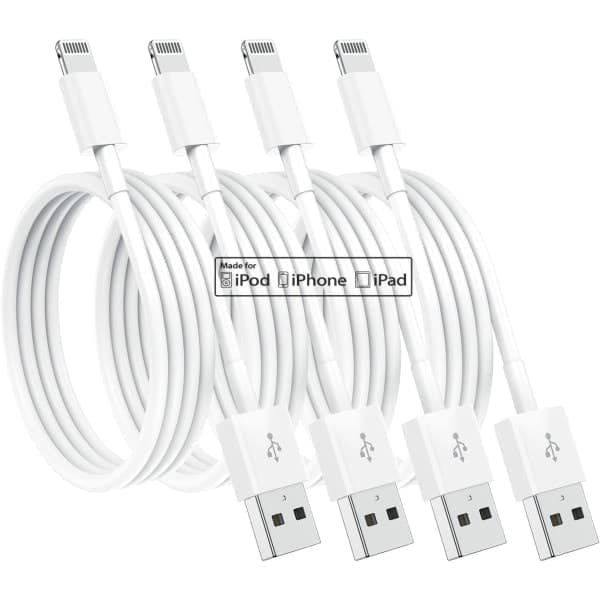 Apple MFi-certificeret Lightning-kabel 4-pak 2m, hurtigopladende iPhone-opladerkabel til iPhone-modeller