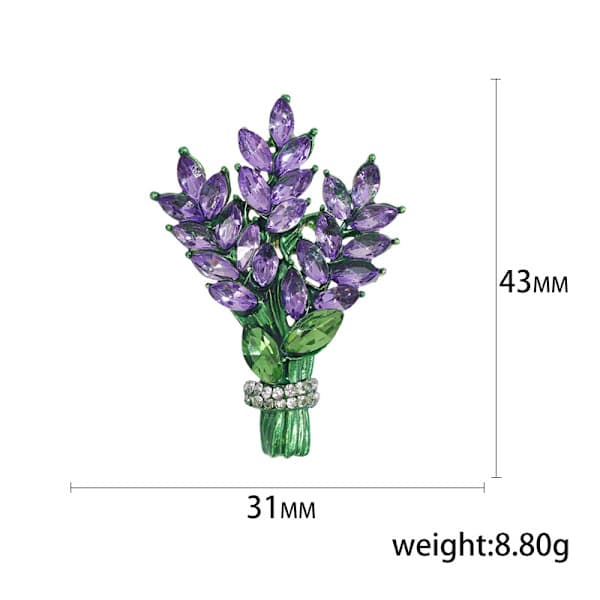 Lavendel Tulip Krystall Rhinestone Brosje for Kvinner, Elegant Blomst Slipsnål, Bryllup & Motesmykker