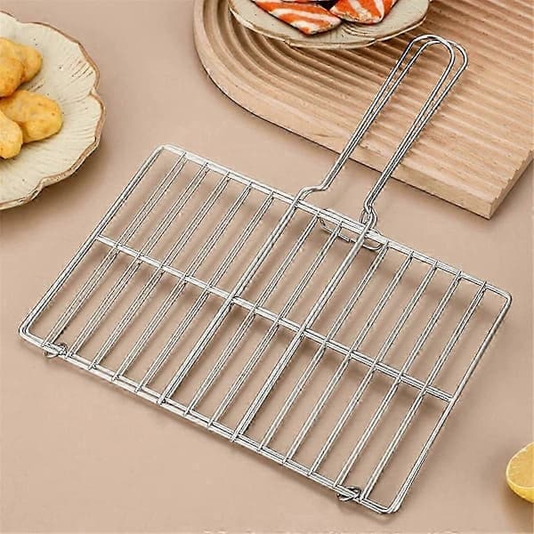 Flat Braai Grill Rustfritt Stål Trygg Matoppbevaring for Utendørs Grilling Camping Matlaging Størrelse S