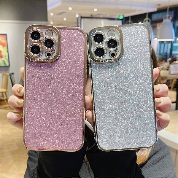 iPhone 12 Pro Glitter Luksus Deksel - Søtt Fleksibelt Plating Deksel, Kamerabeskyttelse, Støtsikkert, Motedesign for Kvinner og Menn Silver standard