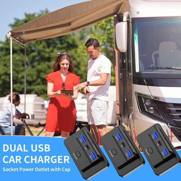 12V USB-stikpanel vægmonteret PD 3.0 30W og QC 3.0 18W porte til bil 12 volt USB cigarettænder udskiftningsopladerpanel med