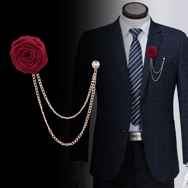 Rose Blomster Nåle Mænd Bryllup Håndlavet Broche Boutonniere Marshals